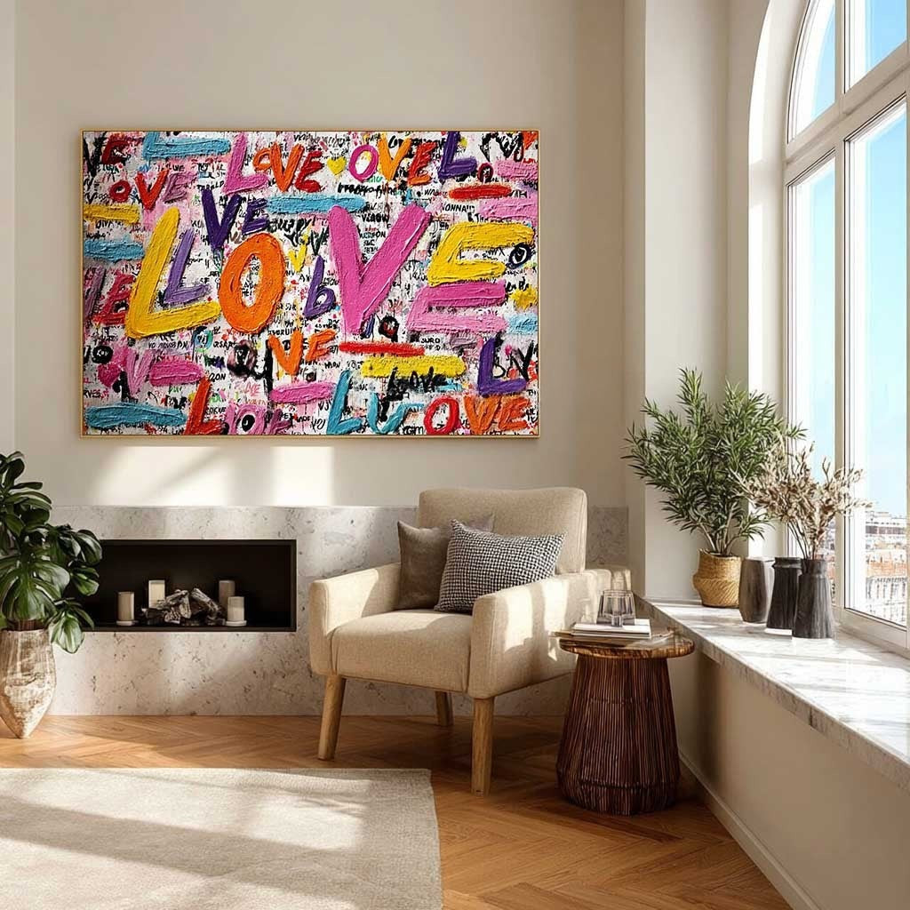 Graffiti Style Love Pop Art Impasto Painting - Neutralighting