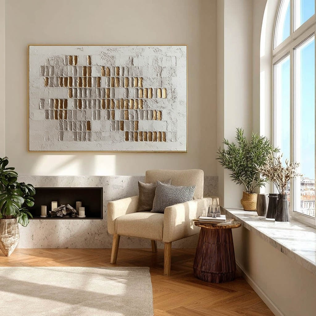 Wall Art Horizontal 3D Impasto Gold - Neutralighting