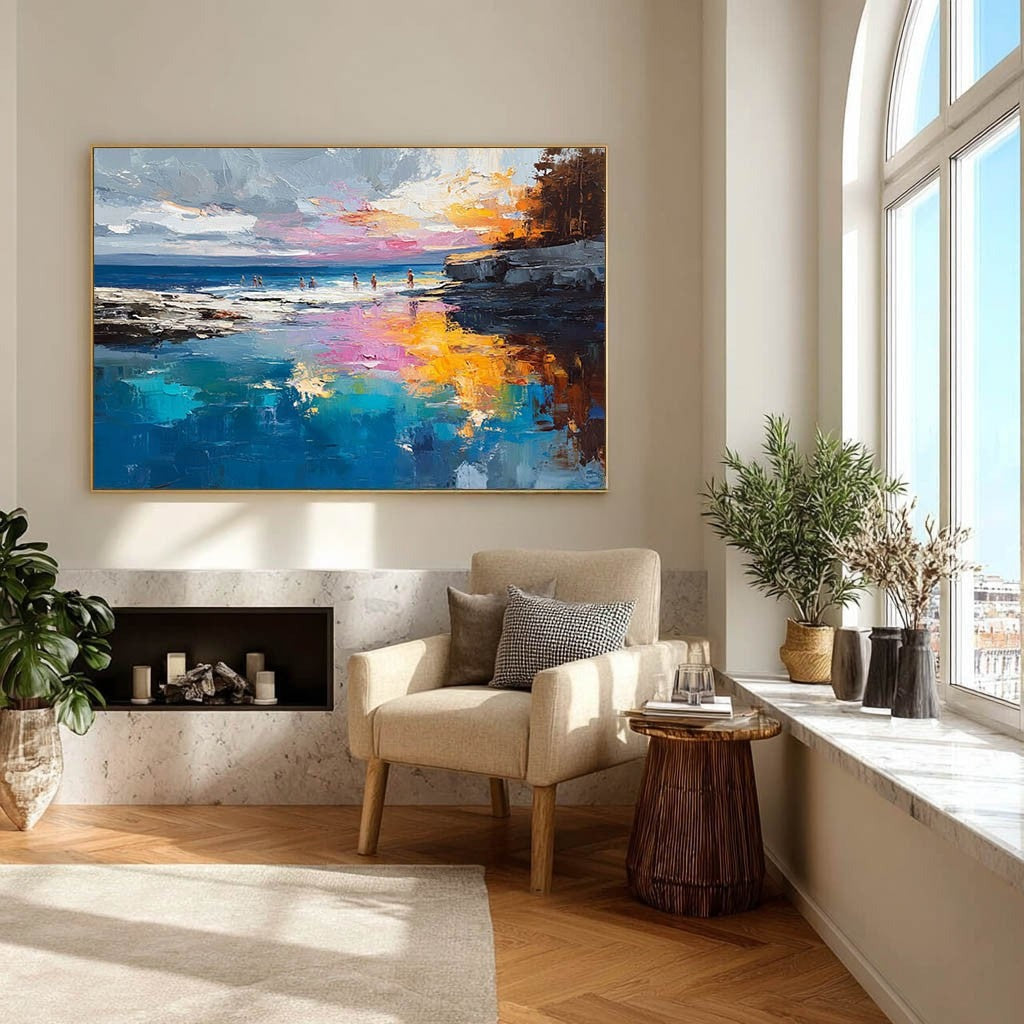 Vibrant Coastal Sunset Impasto Painting - Neutralighting