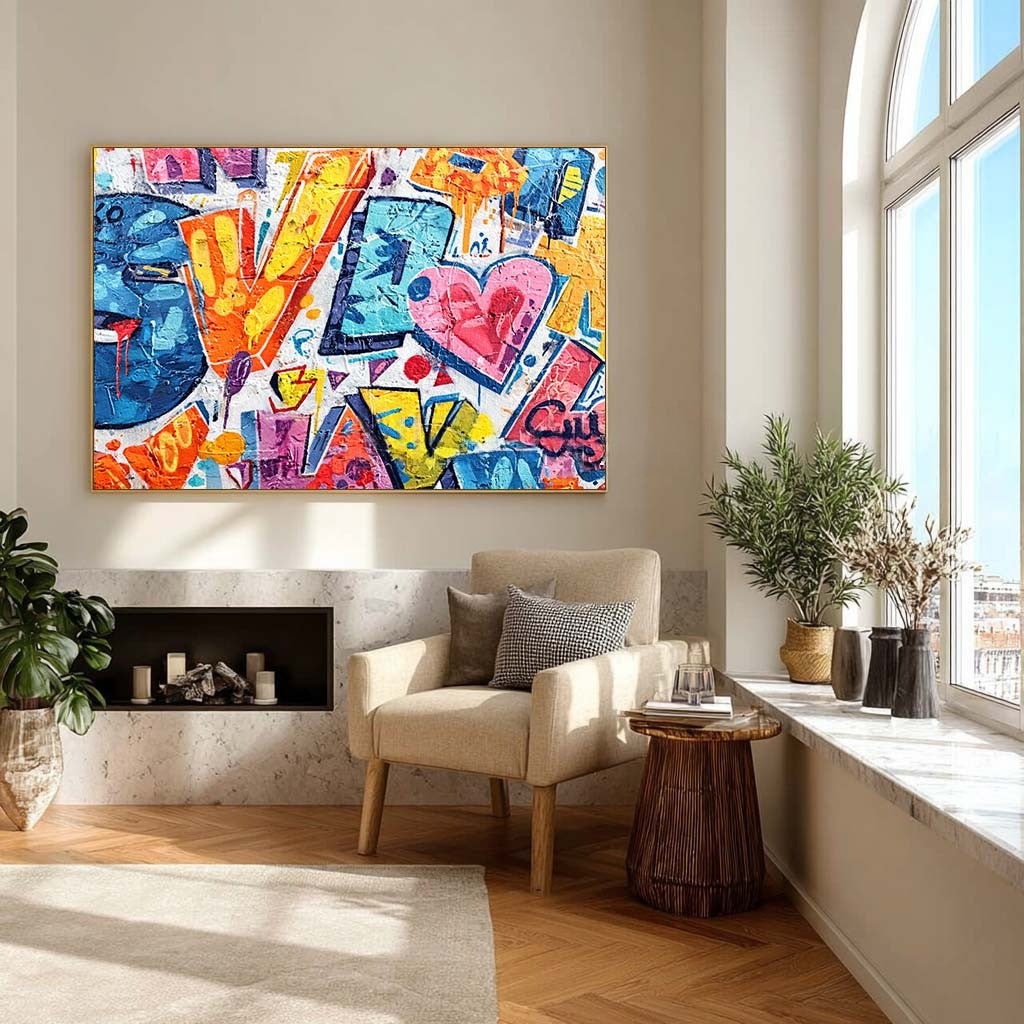 Graffiti Love Pop Art Impasto Painting - Neutralighting