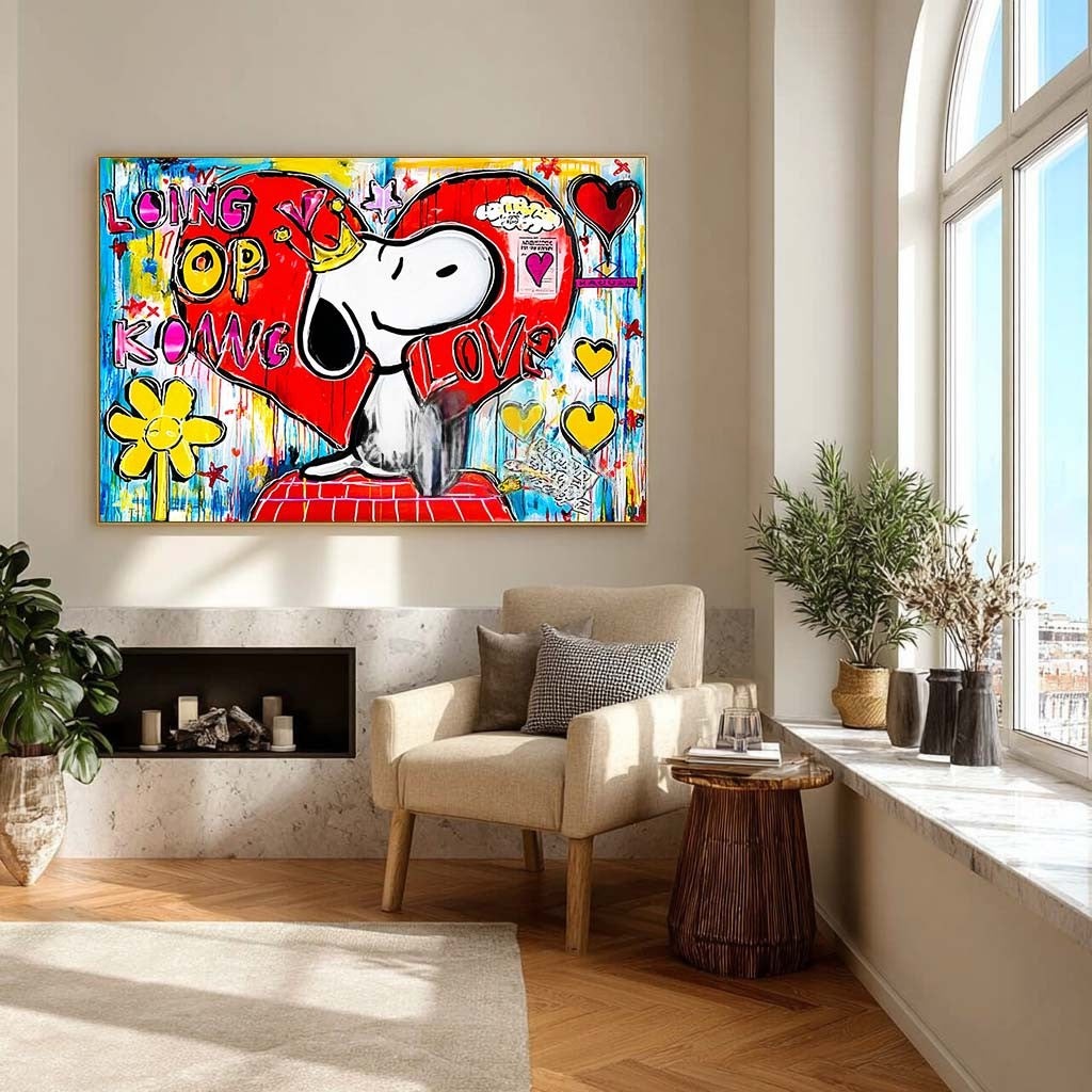 Snoopy King of Hearts Pop Art Impasto Painting - Neutralighting