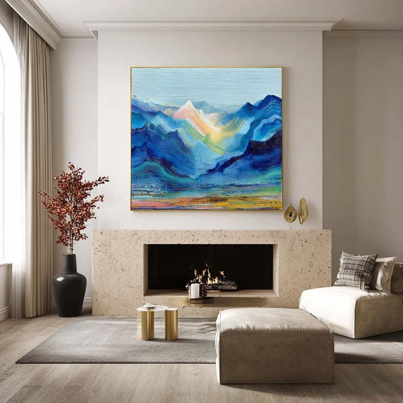 Wall Art Impressionist Abstract Sunlit Mountain - Neutralighting