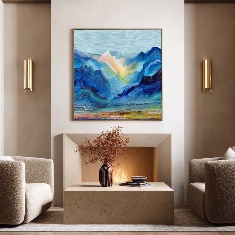 Wall Art Impressionist Abstract Sunlit Mountain - Neutralighting