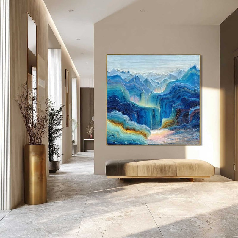 Wall Art Impressionist Blue Waterfall Mountain - Neutralighting