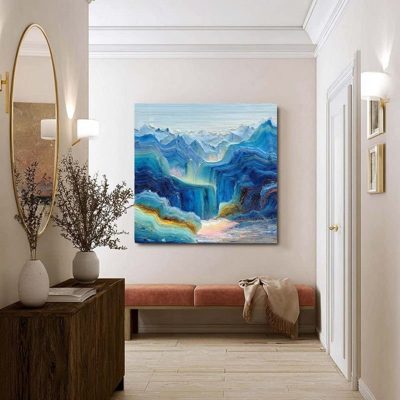 Wall Art Impressionist Blue Waterfall Mountain - Neutralighting