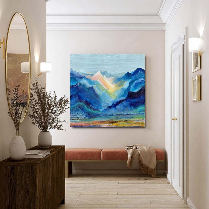 Wall Art Impressionist Abstract Sunlit Mountain - Neutralighting