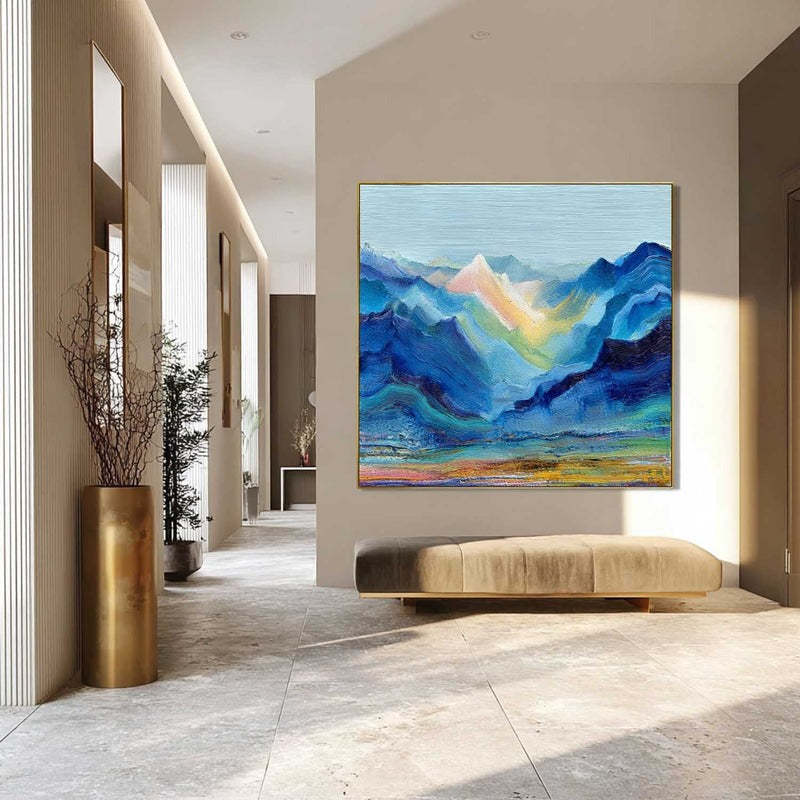 Wall Art Impressionist Abstract Sunlit Mountain - Neutralighting