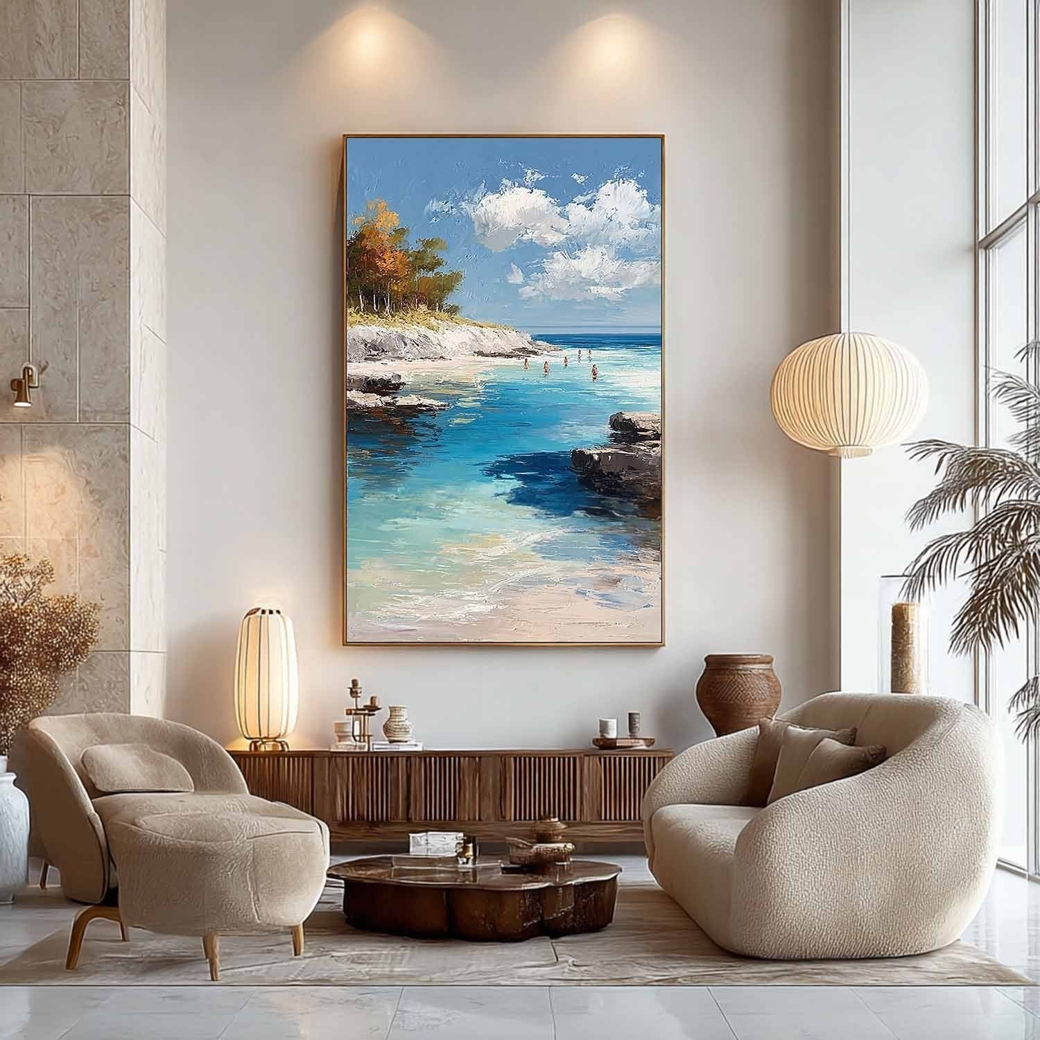 Cliffside Cove Impasto Painting - Neutralighting