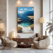 Sunlit Coastal Cove Impasto Painting - Neutralighting