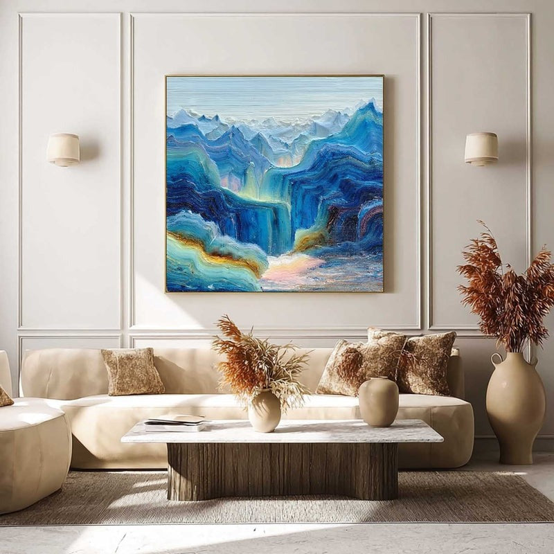 Wall Art Impressionist Blue Waterfall Mountain - Neutralighting