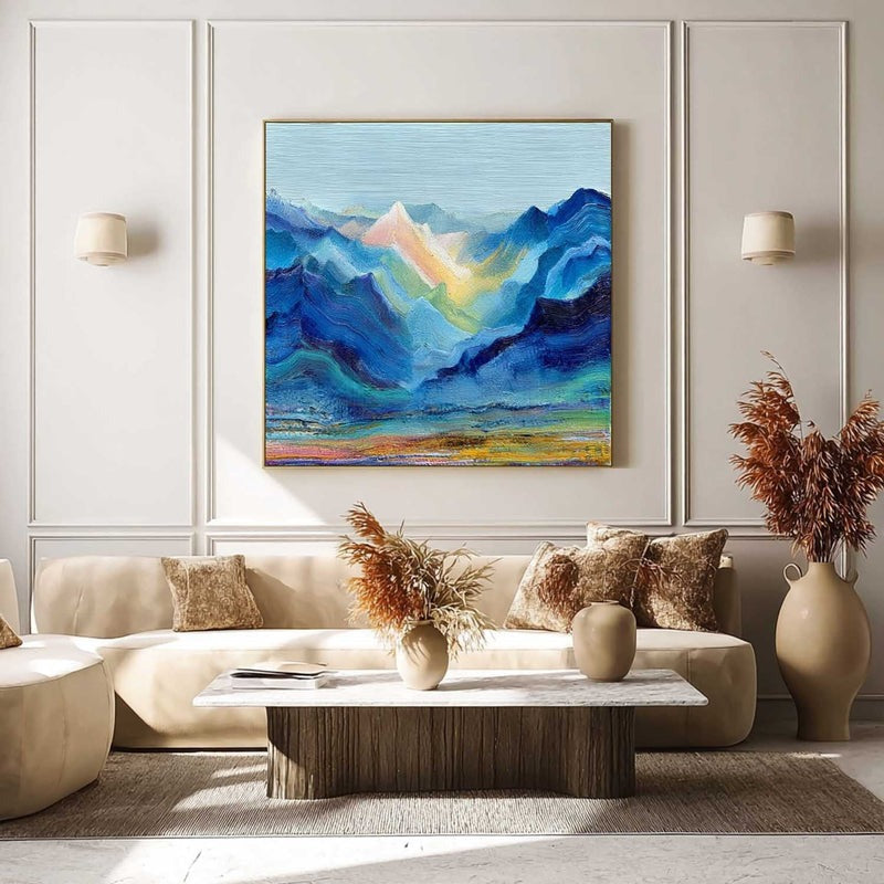 Wall Art Impressionist Abstract Sunlit Mountain - Neutralighting