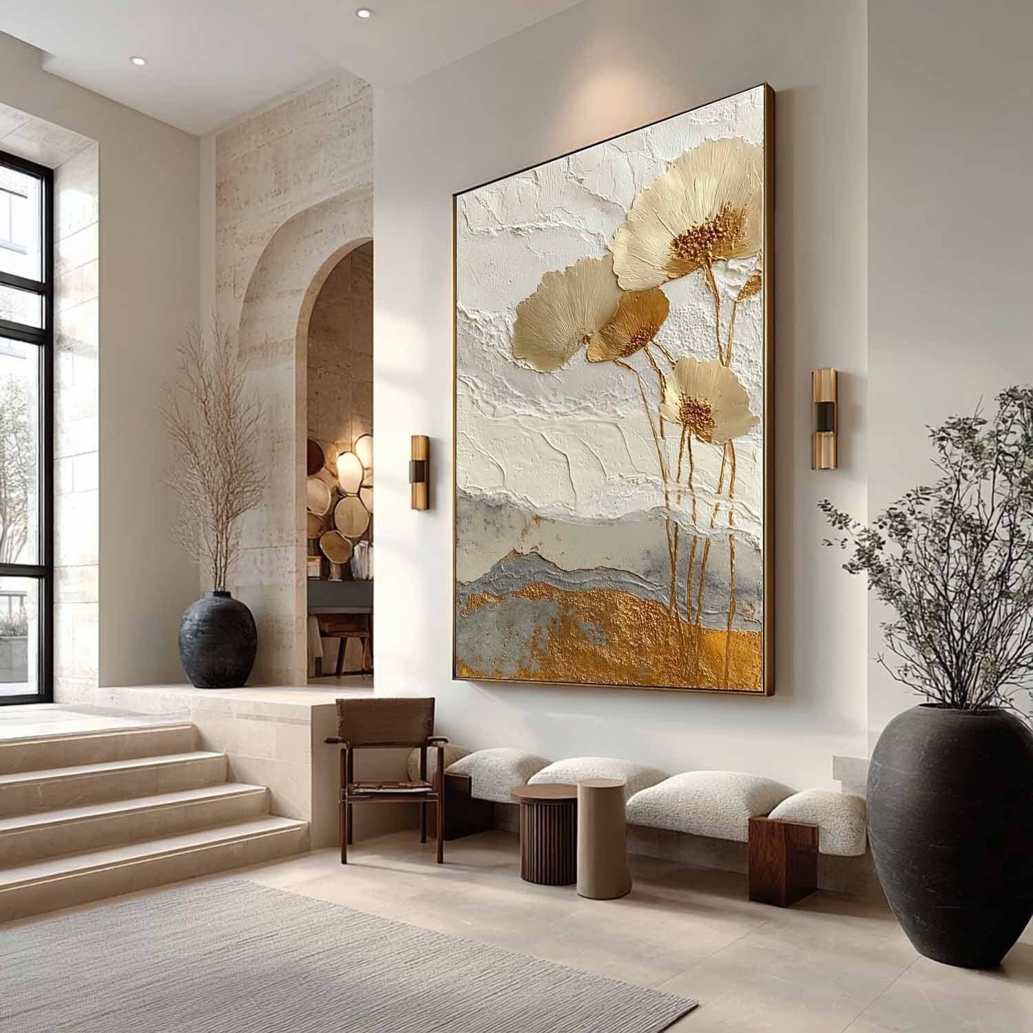 Wall Art Minimalist Textured Metallic Gold - Neutralighting