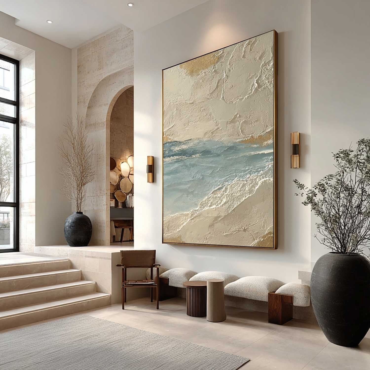 Wall Art Coastal Textured Serene Ocean - Neutralighting