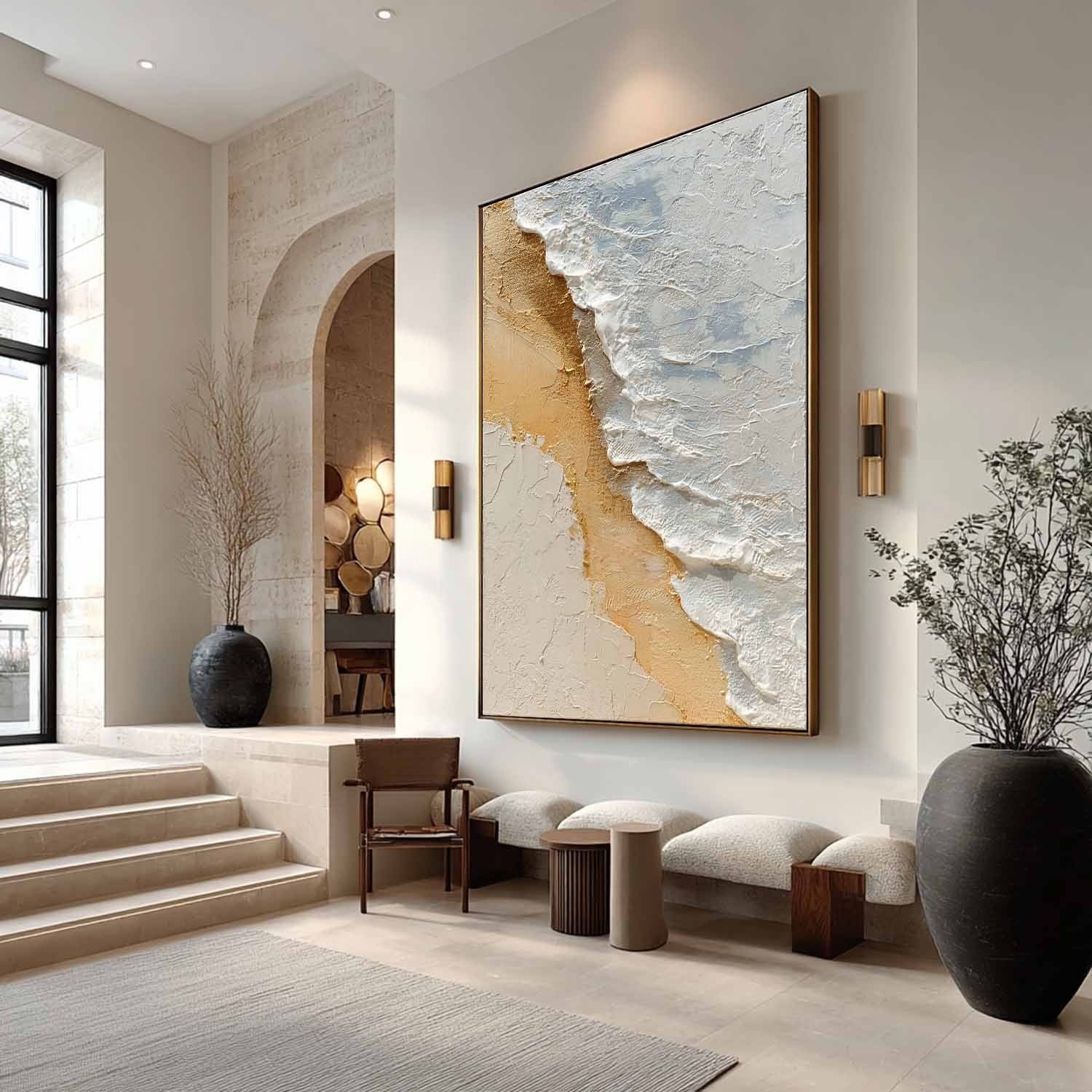 Aerial Beach Shoreline Impasto Painting - Neutralighting