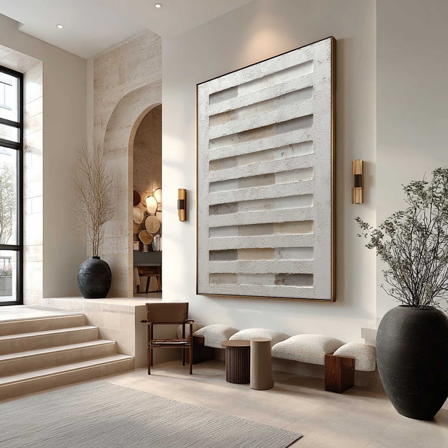 Wall Art Minimalist Textured Geometric - Neutralighting