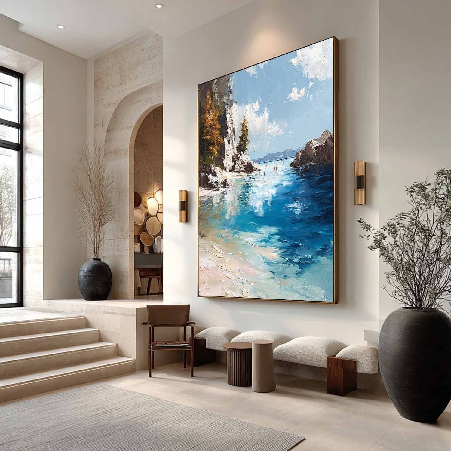 Mediterranean Cove Impasto Painting - Neutralighting