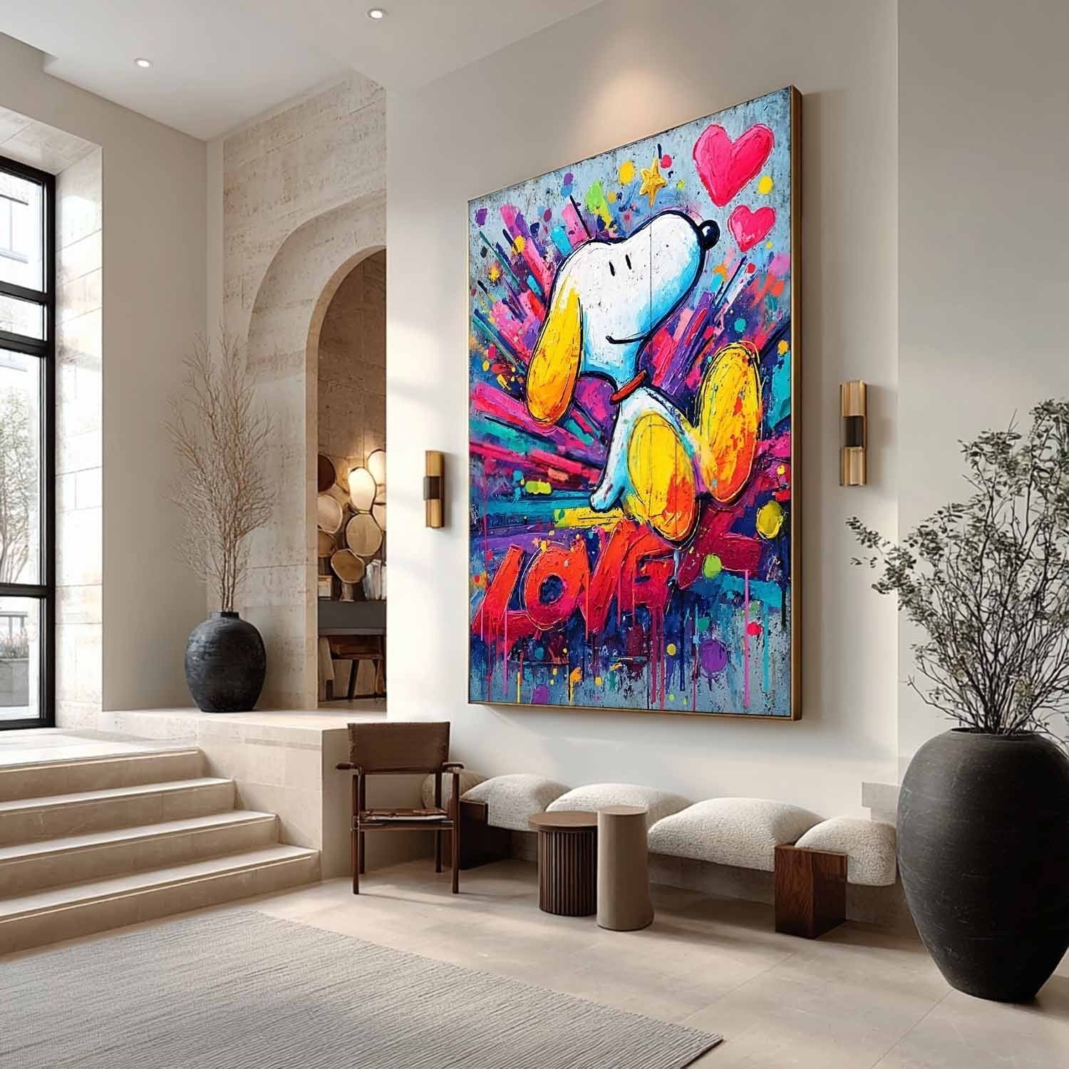 Snoopy Love Pop Art Impasto Painting - Neutralighting