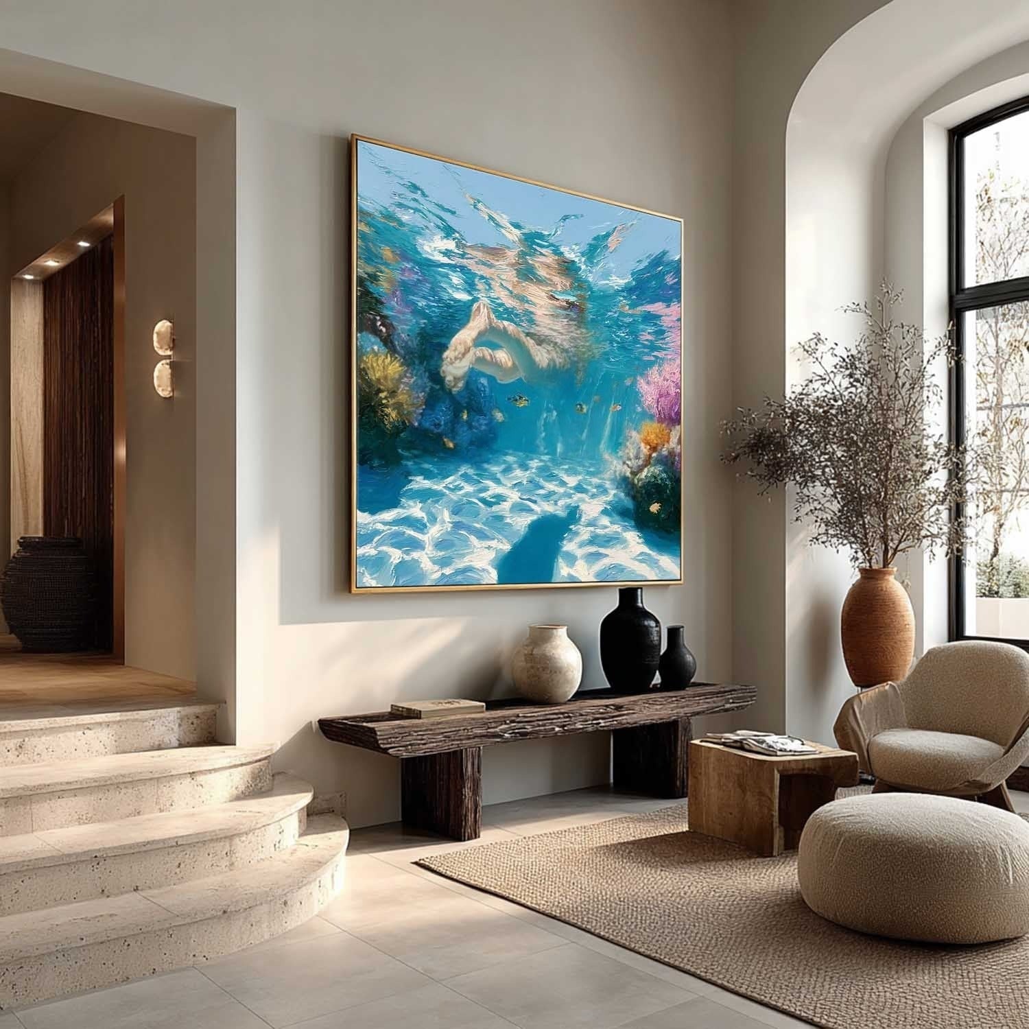 Wall Art Underwater Swimmer Coral Reef - Neutralighting