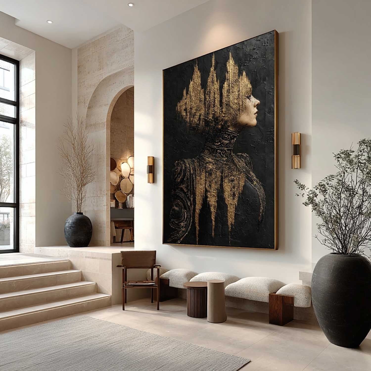 Golden Empress Mixed Media Painting - Neutralighting