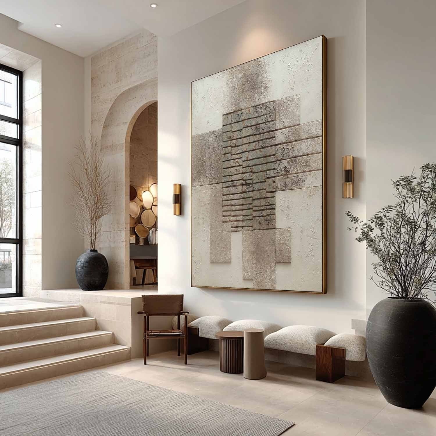 Wabi-Sabi Stacked Stone Bas-Relief Painting - Neutralighting