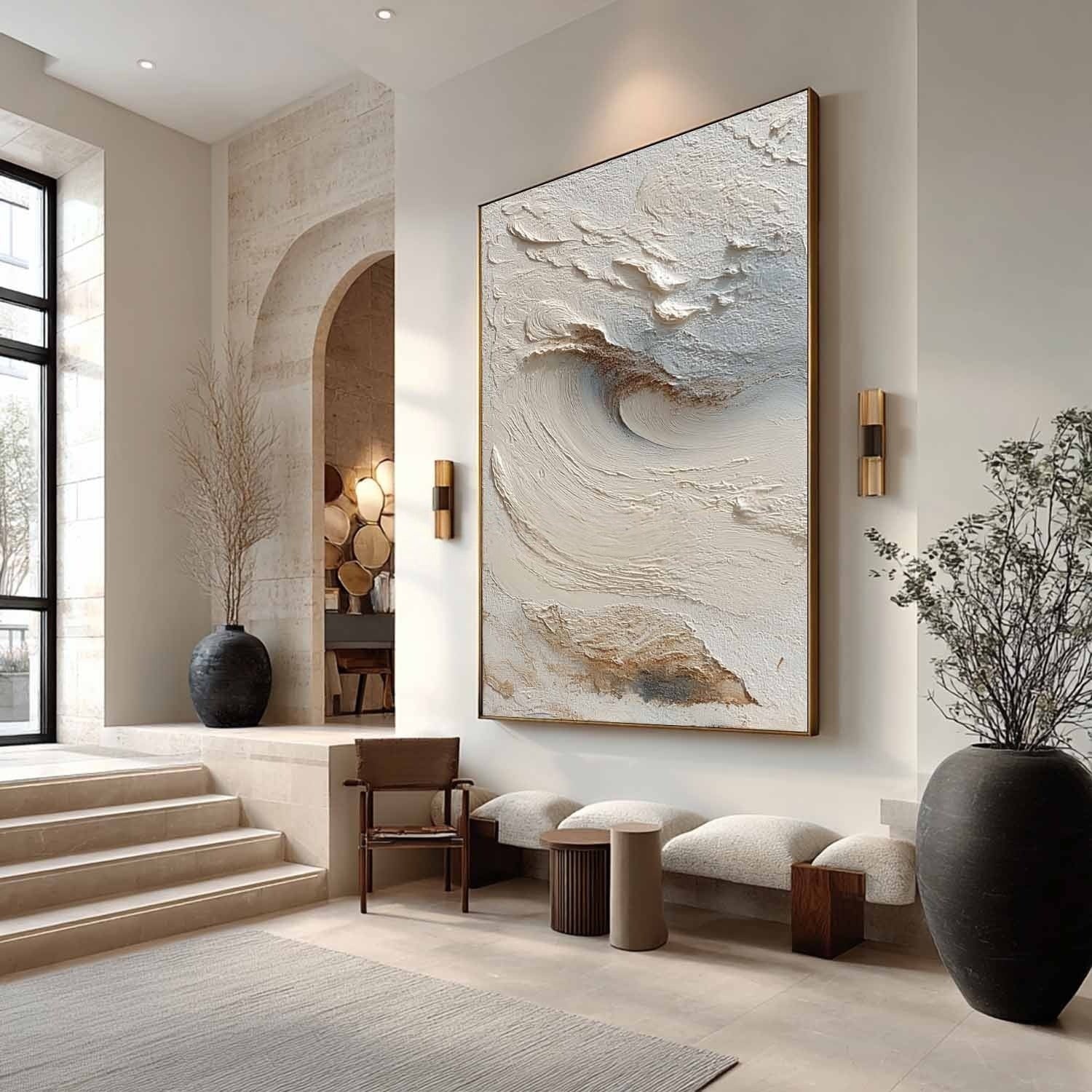 Wall Art Abstract Sand Dune Beige Textured - Neutralighting