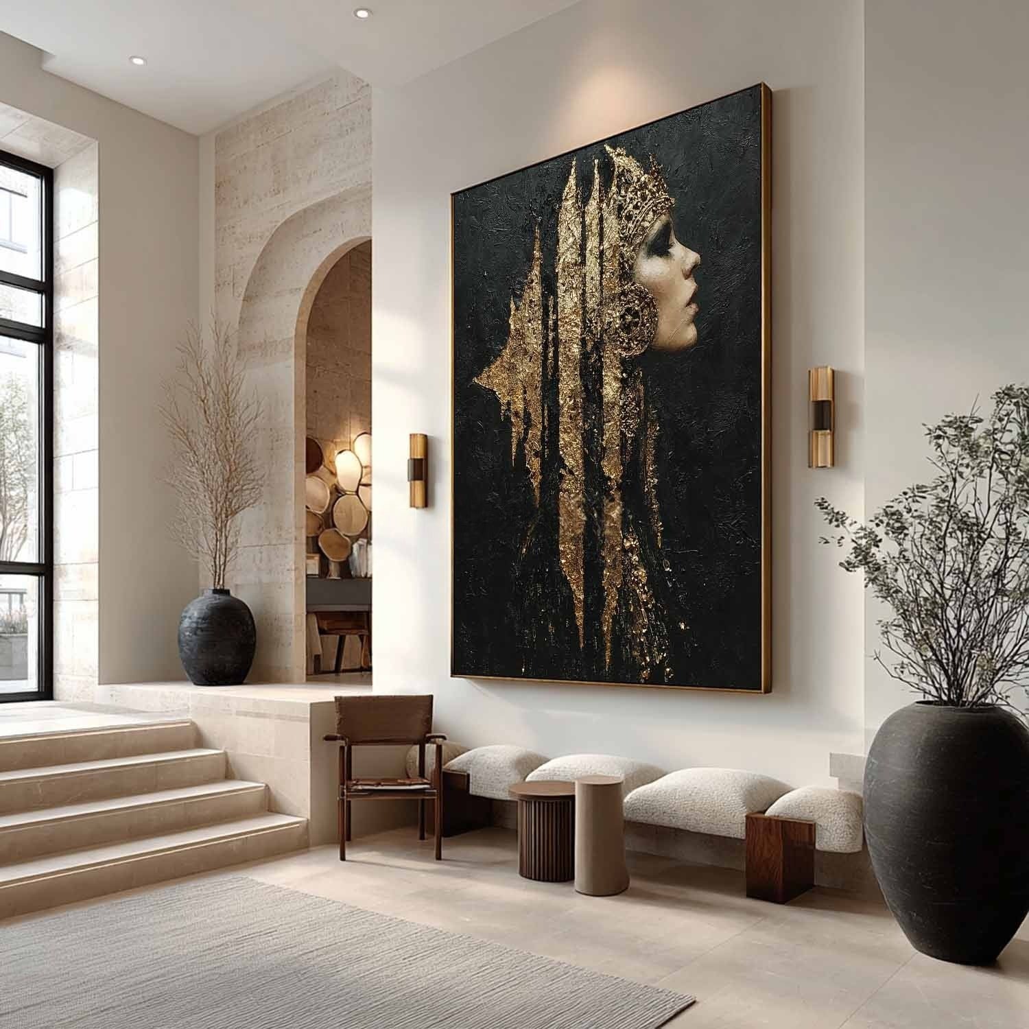 Wall Art Black Gold Queen Profile Portrait - Neutralighting