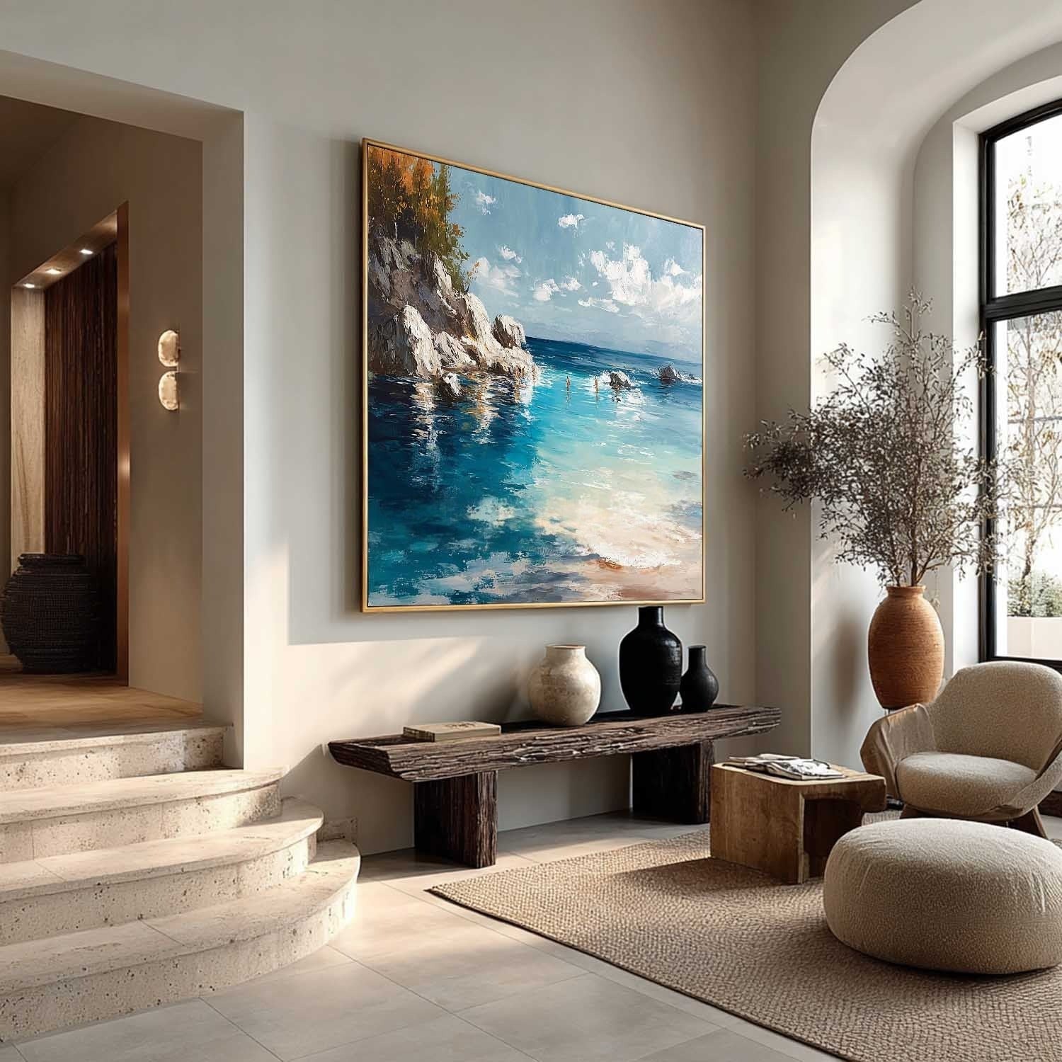 Cliffside Bay Impasto Painting - Neutralighting