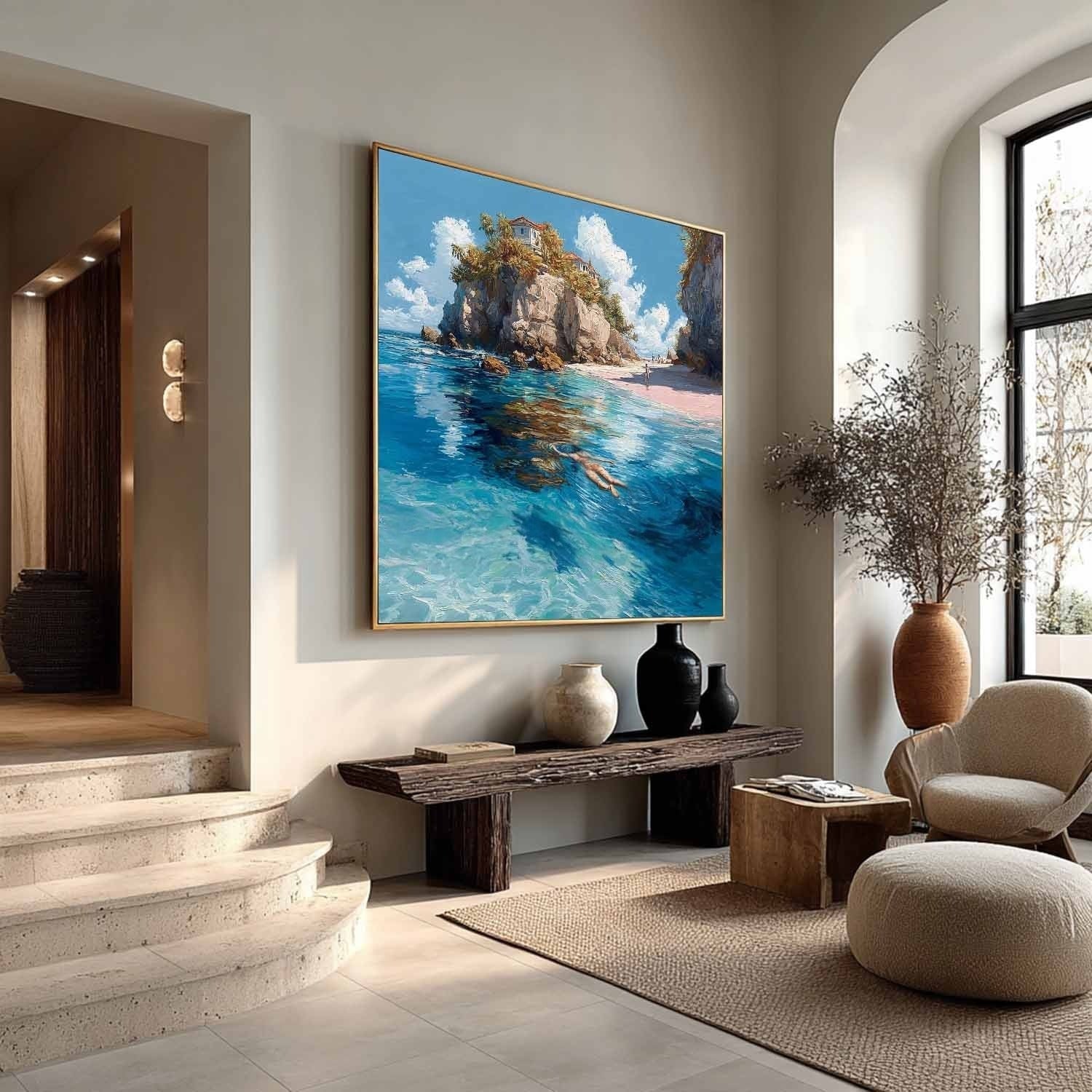 Tropical Snorkeling Cove Impasto Painting - Neutralighting