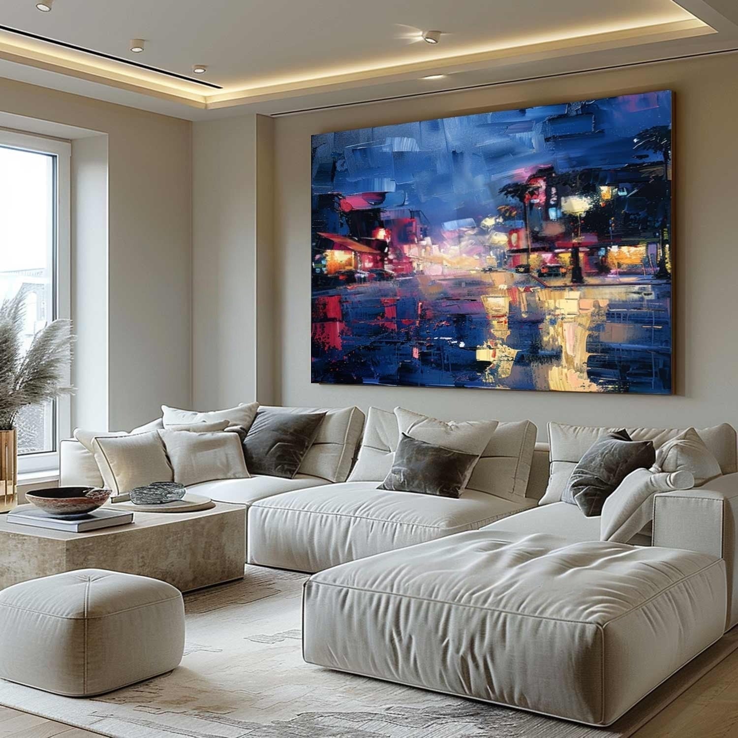 Wall Art Vibrant Rainy Night Cityscape - Neutralighting