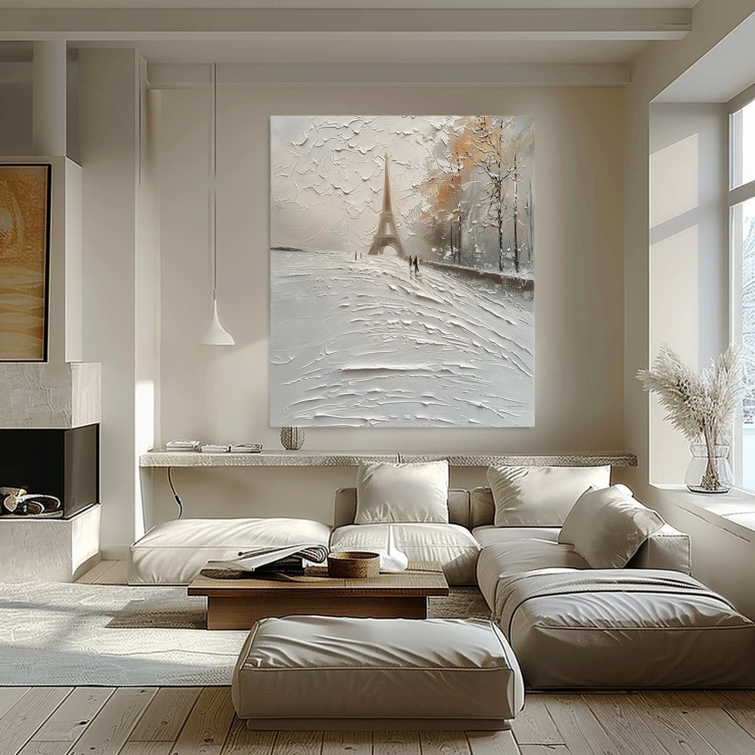 Wall Art Impasto Paris Winter Painting - Neutralighting