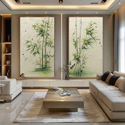 Wall Art Green Bamboo Diptych Oriental Set - Neutralighting