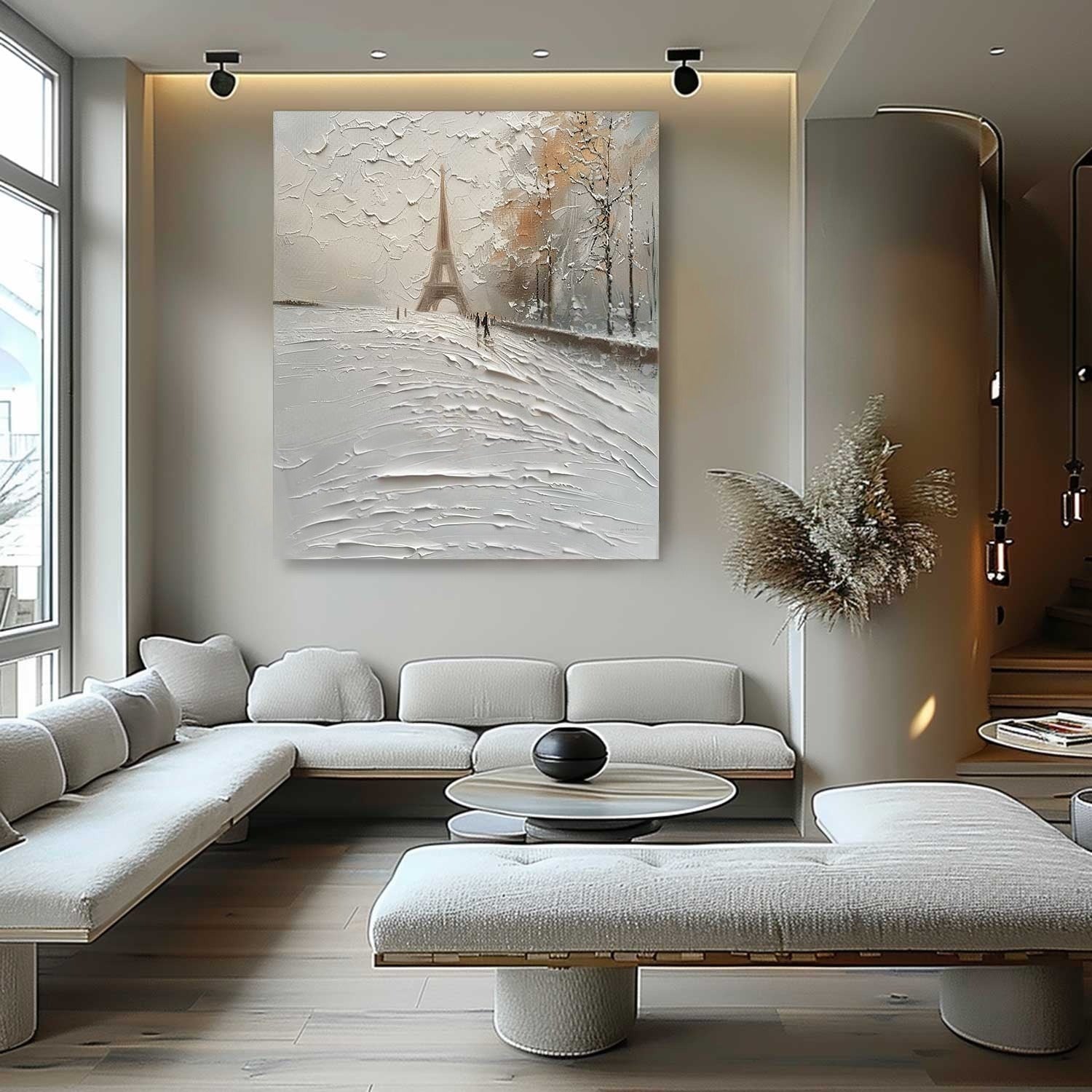 Wall Art Impasto Paris Winter Painting - Neutralighting