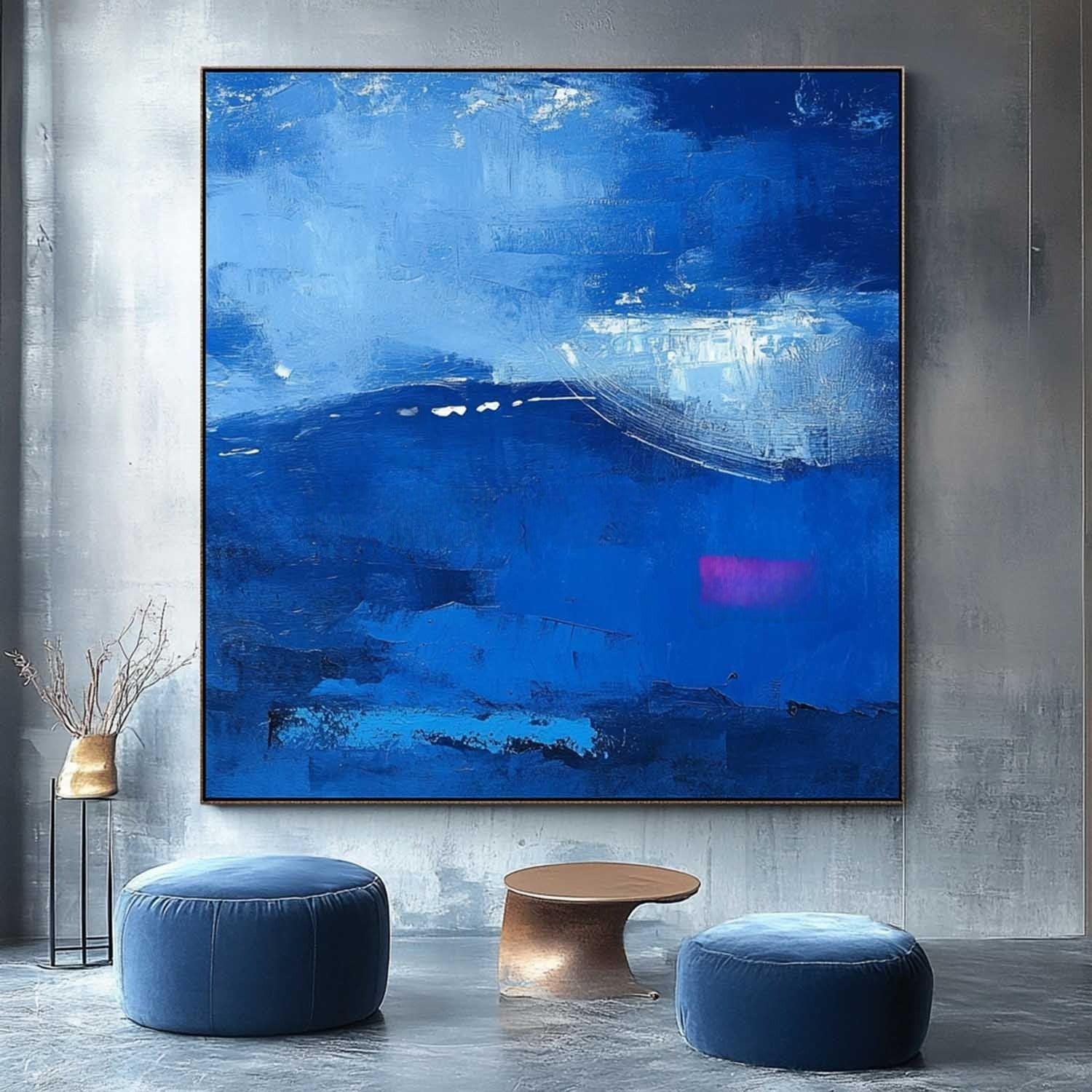 Wall Art Calming Textured Deep Blue - Neutralighting