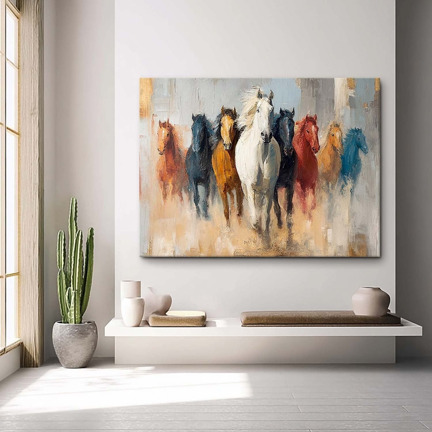 Wall Art Majestic Contemporary Running Horses - Neutralighting