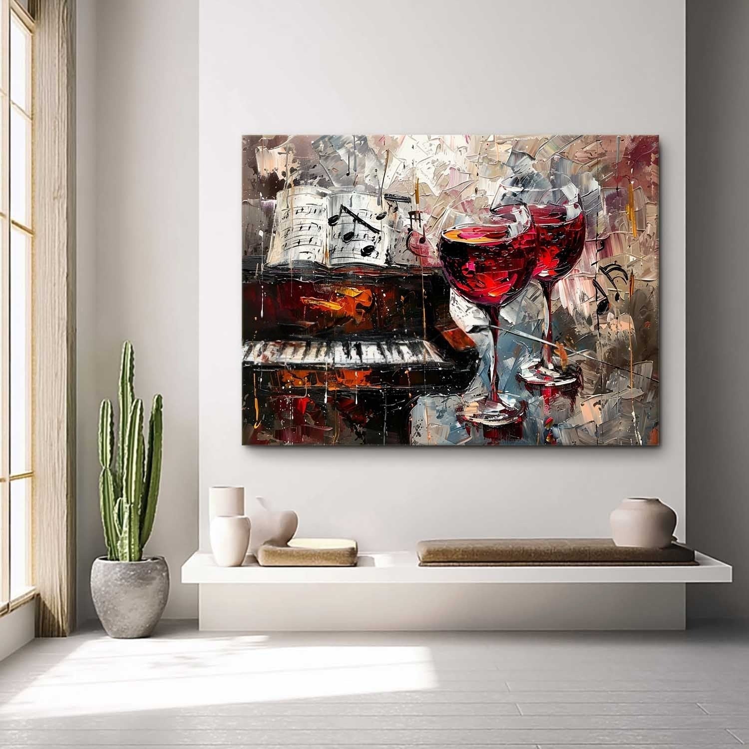 Wall Art Melodic Textured Wine Glass - Neutralighting