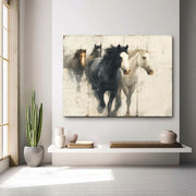 Wall Art Dynamic Textured Running Horses - Neutralighting