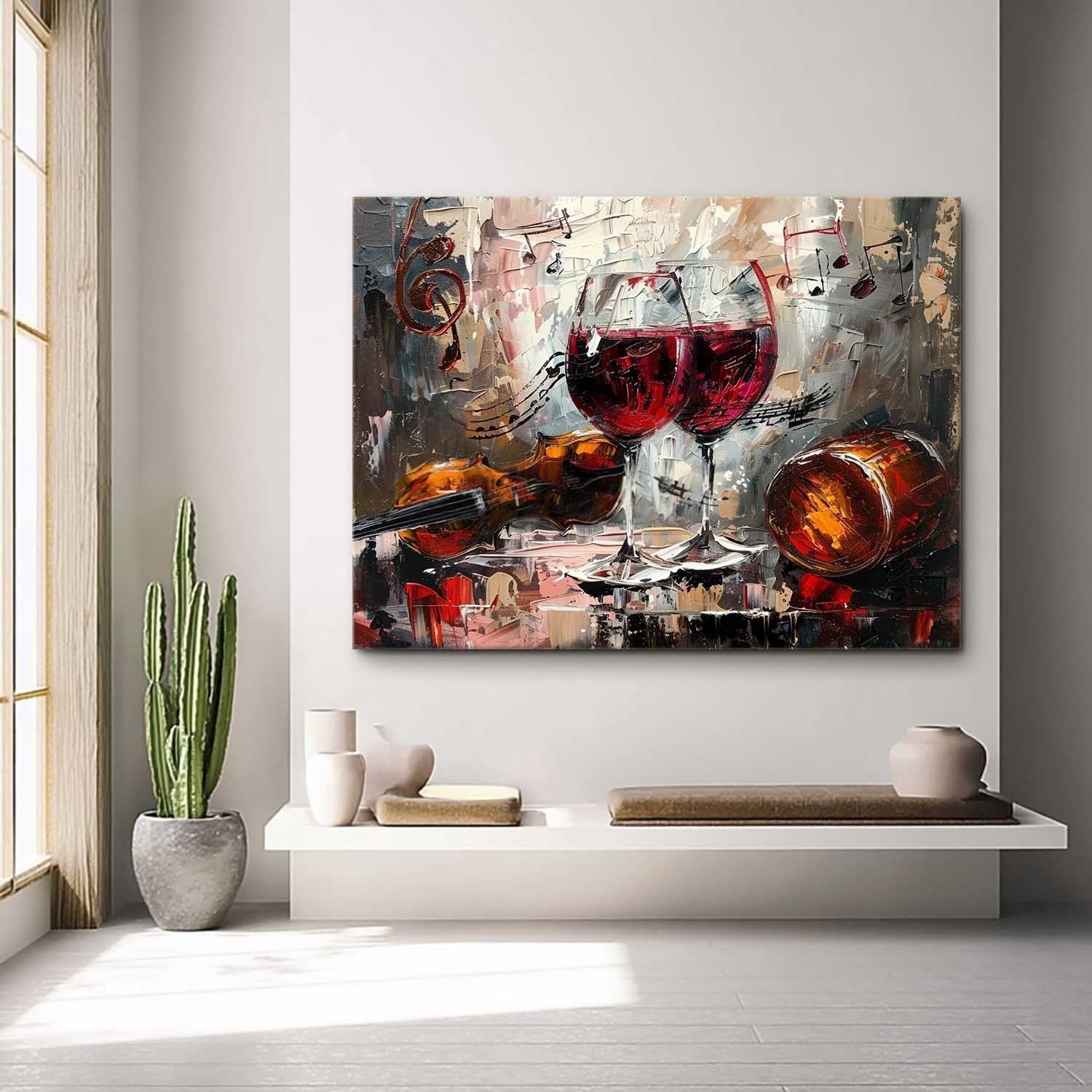Wall Art Lyrical Textured Wine Glass - Neutralighting