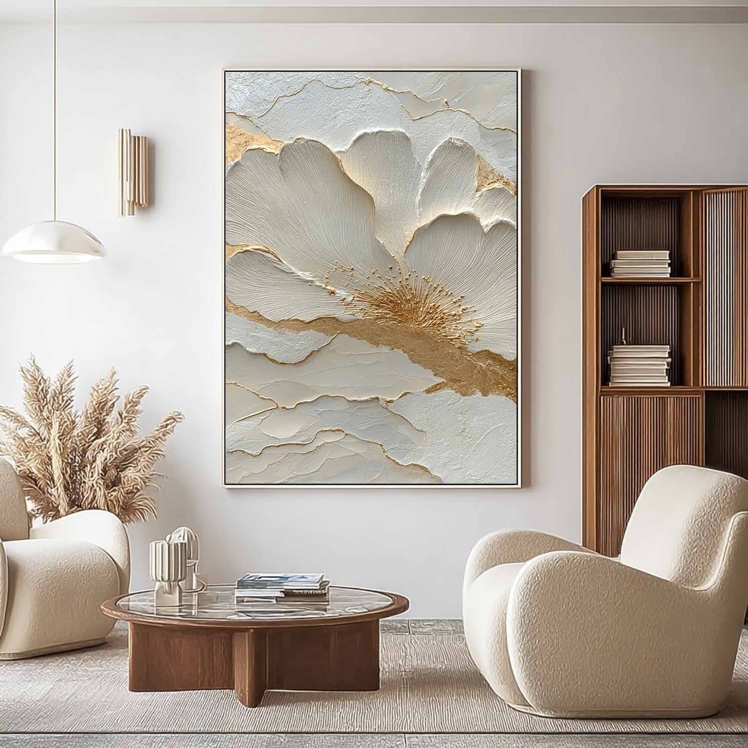 Wall Art Textured Floral Painting - Neutralighting