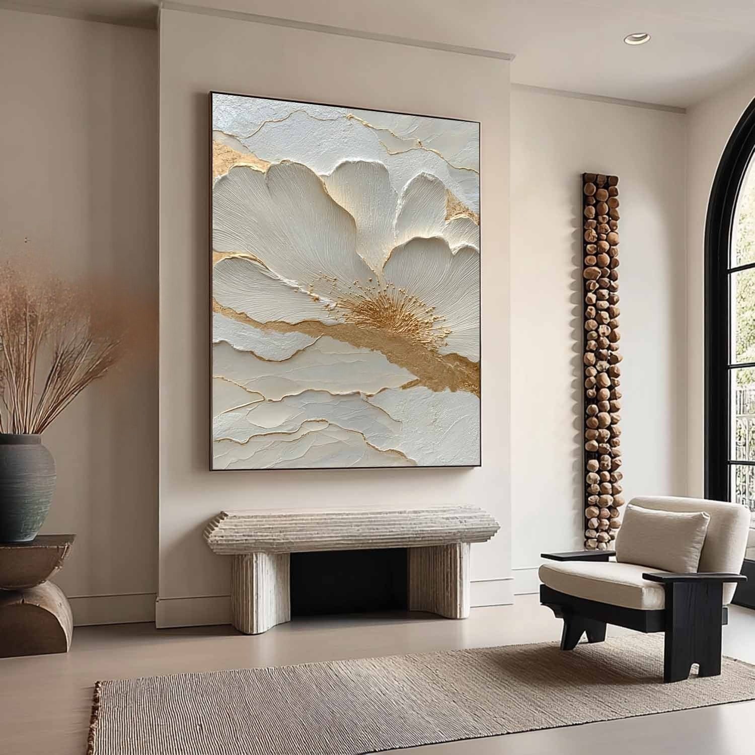 Wall Art Textured Floral Painting - Neutralighting