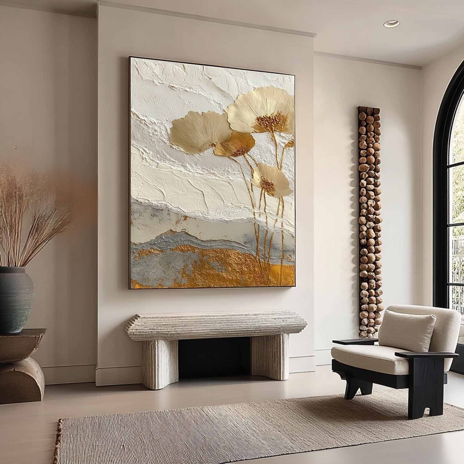Wall Art Minimalist Textured Metallic Gold - Neutralighting