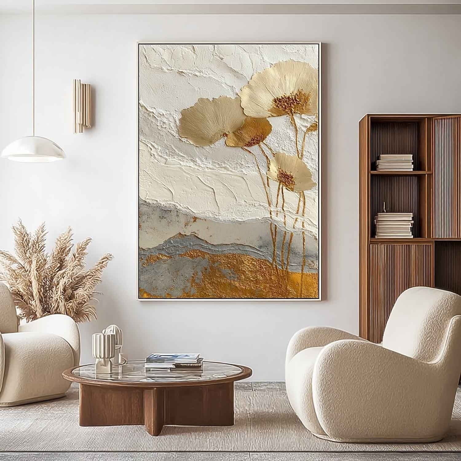 Wall Art Minimalist Textured Metallic Gold - Neutralighting
