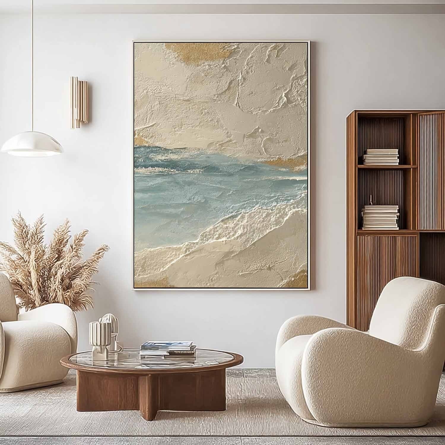 Wall Art Coastal Textured Serene Ocean - Neutralighting