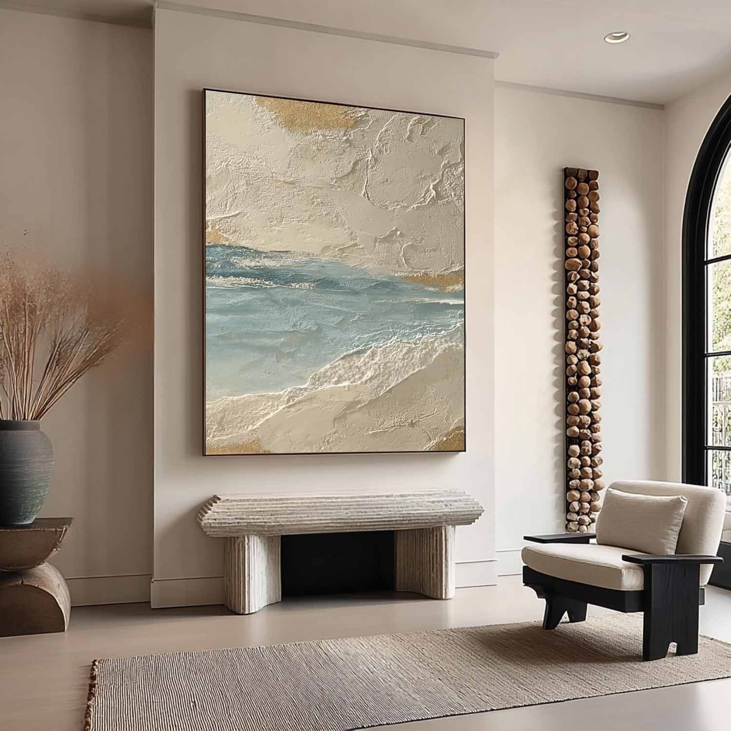 Wall Art Coastal Textured Serene Ocean - Neutralighting
