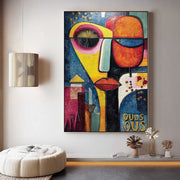 Cubist Abstract Dual Faces Painting - Neutralighting