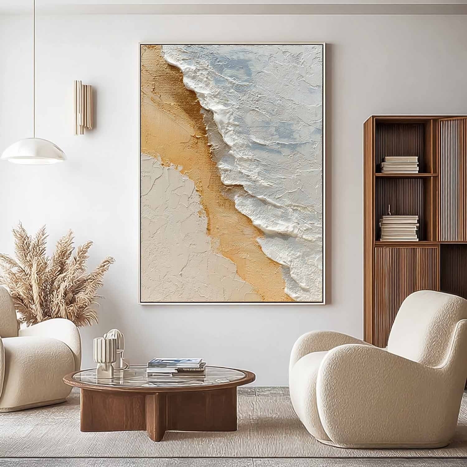 Aerial Beach Shoreline Impasto Painting - Neutralighting