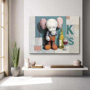 Wall Art Playful Textured Kaws Companion - Neutralighting