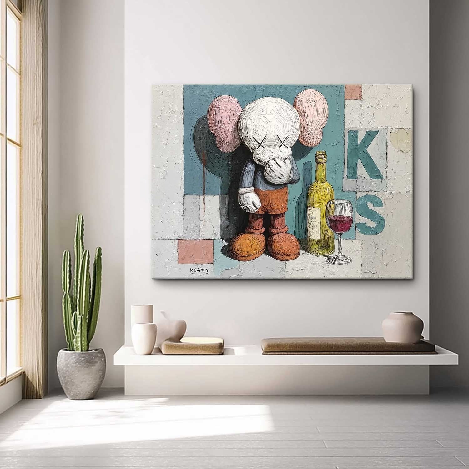 Wall Art Playful Textured Kaws Companion - Neutralighting