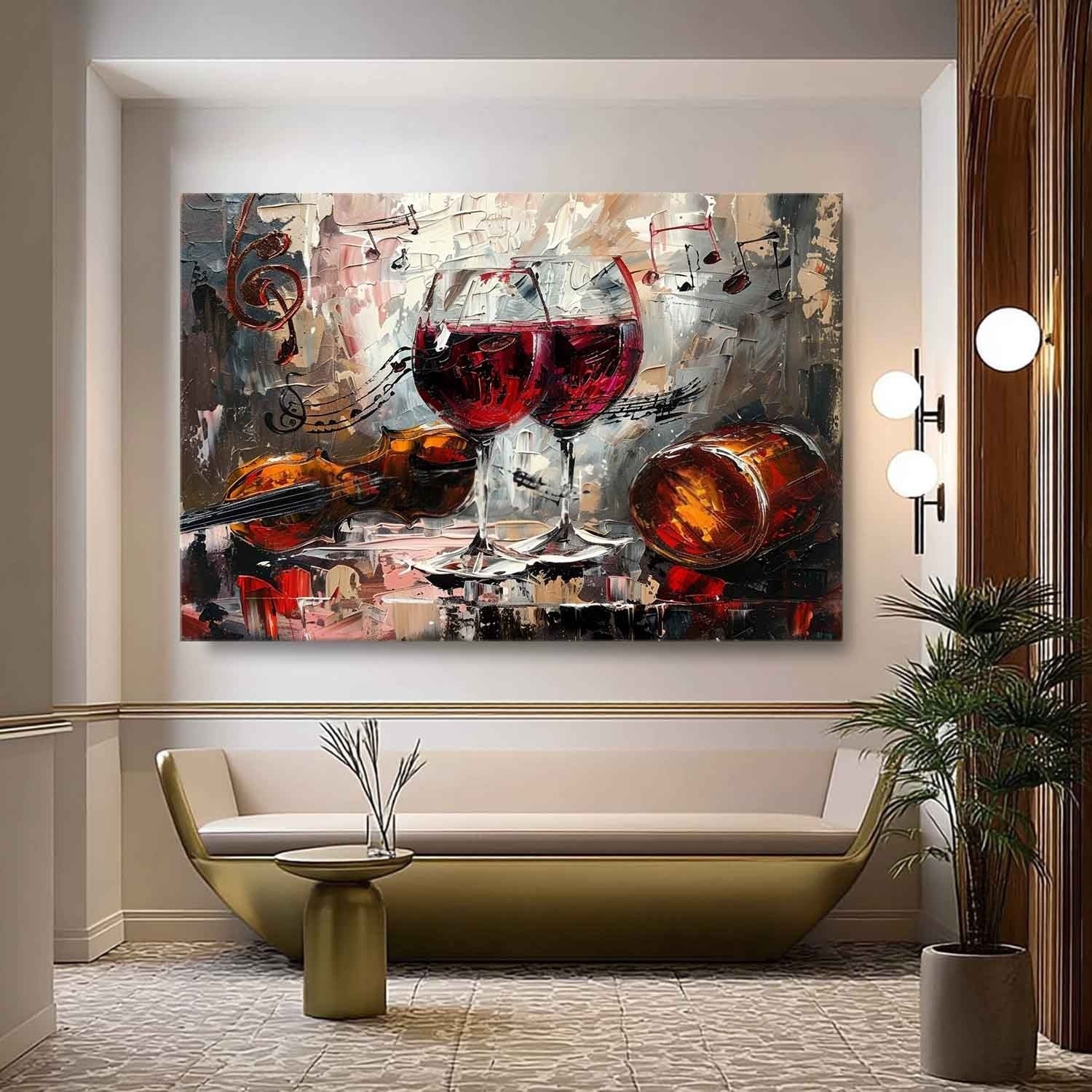 Wall Art Lyrical Textured Wine Glass - Neutralighting