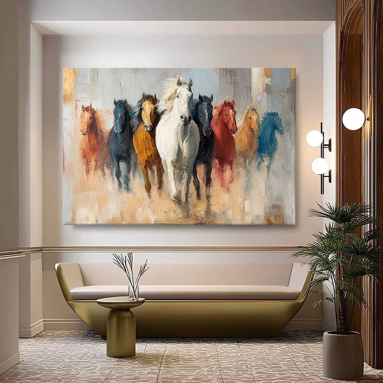 Wall Art Majestic Contemporary Running Horses - Neutralighting