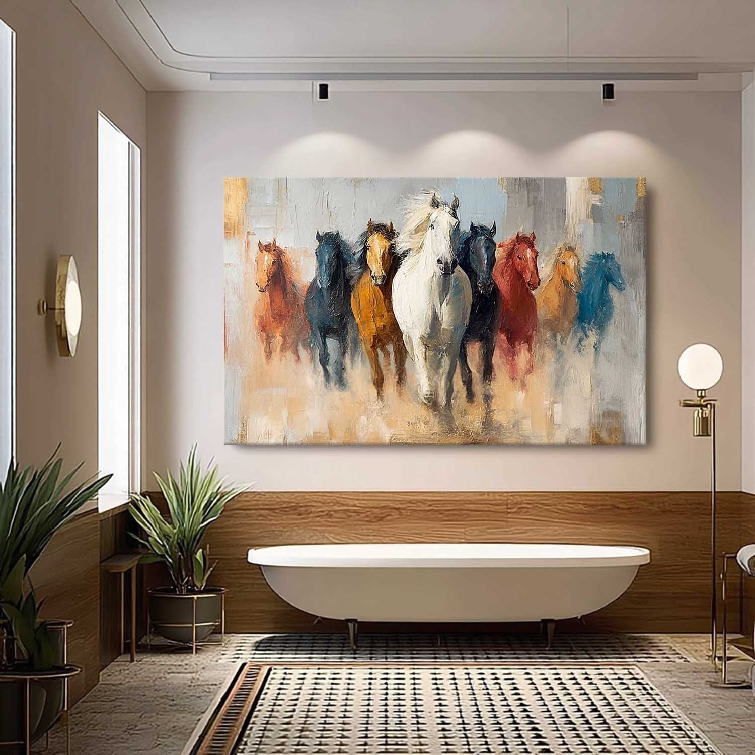 Wall Art Majestic Contemporary Running Horses - Neutralighting